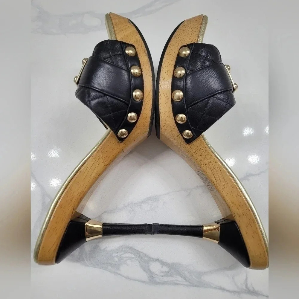 Vintage Y2k Marciano Gold Accent Quilted Mules - Picture 6 of 13